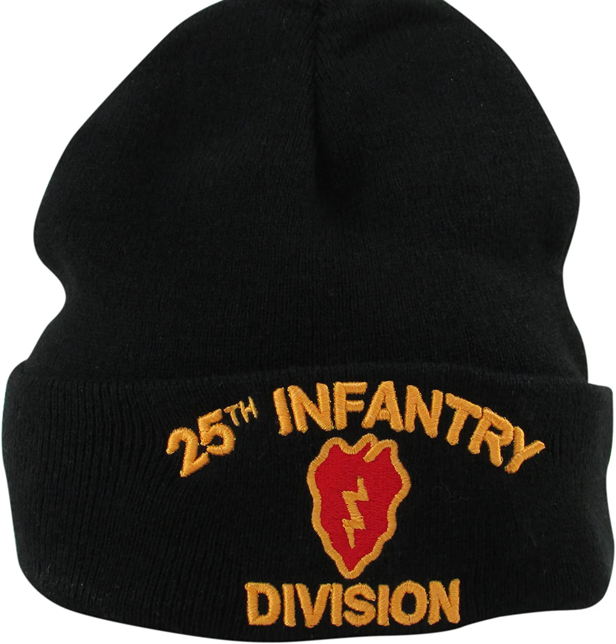 US Military 25th Infantry Division Black Skull Beanie Cap
