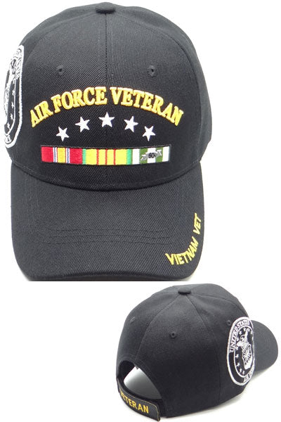 US Air Force Vietnam Veteran Ribbon Black Baseball Cap