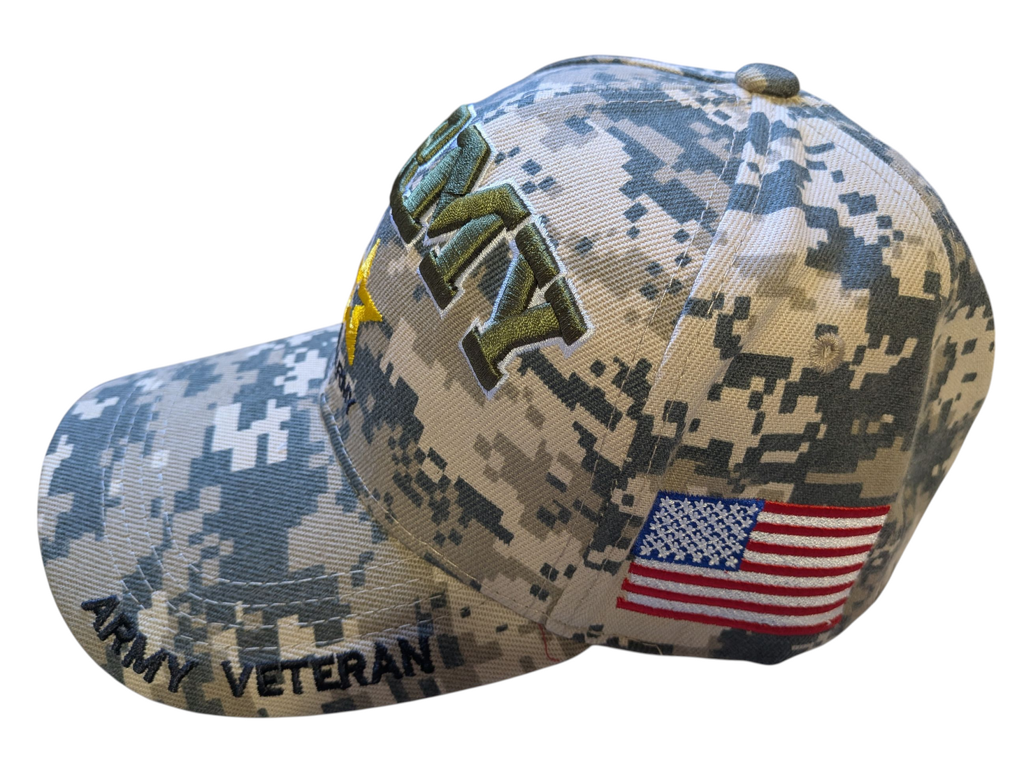 US Army Star Veteran Pride Digital Camouflage Baseball Cap