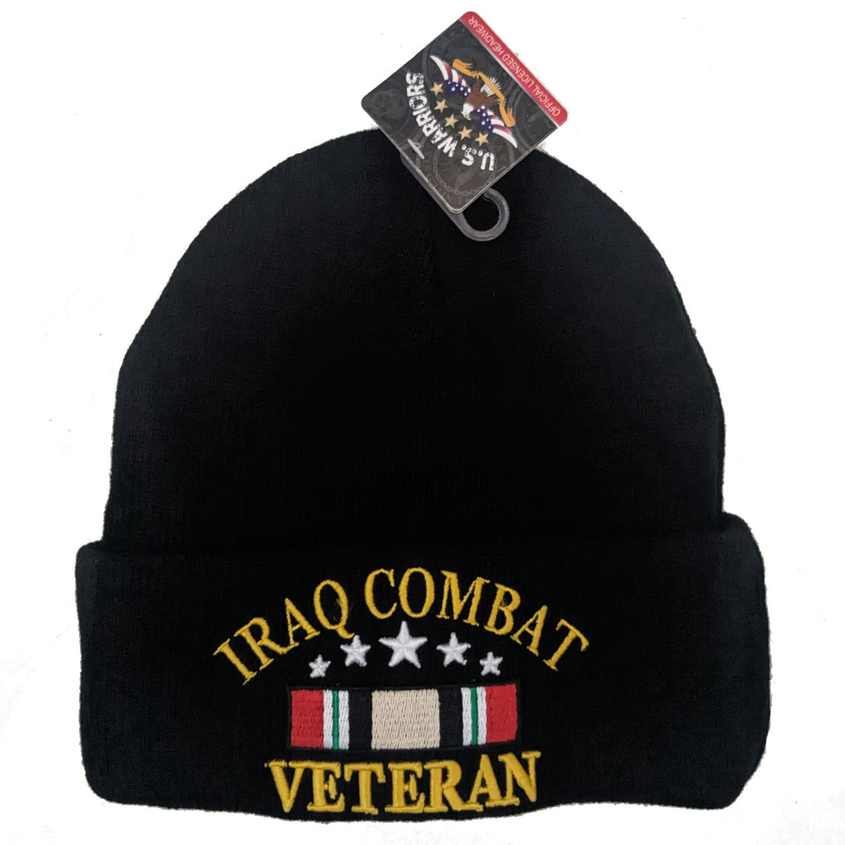 US Military Iraq Combat Veteran Black Skull Beanie Cap