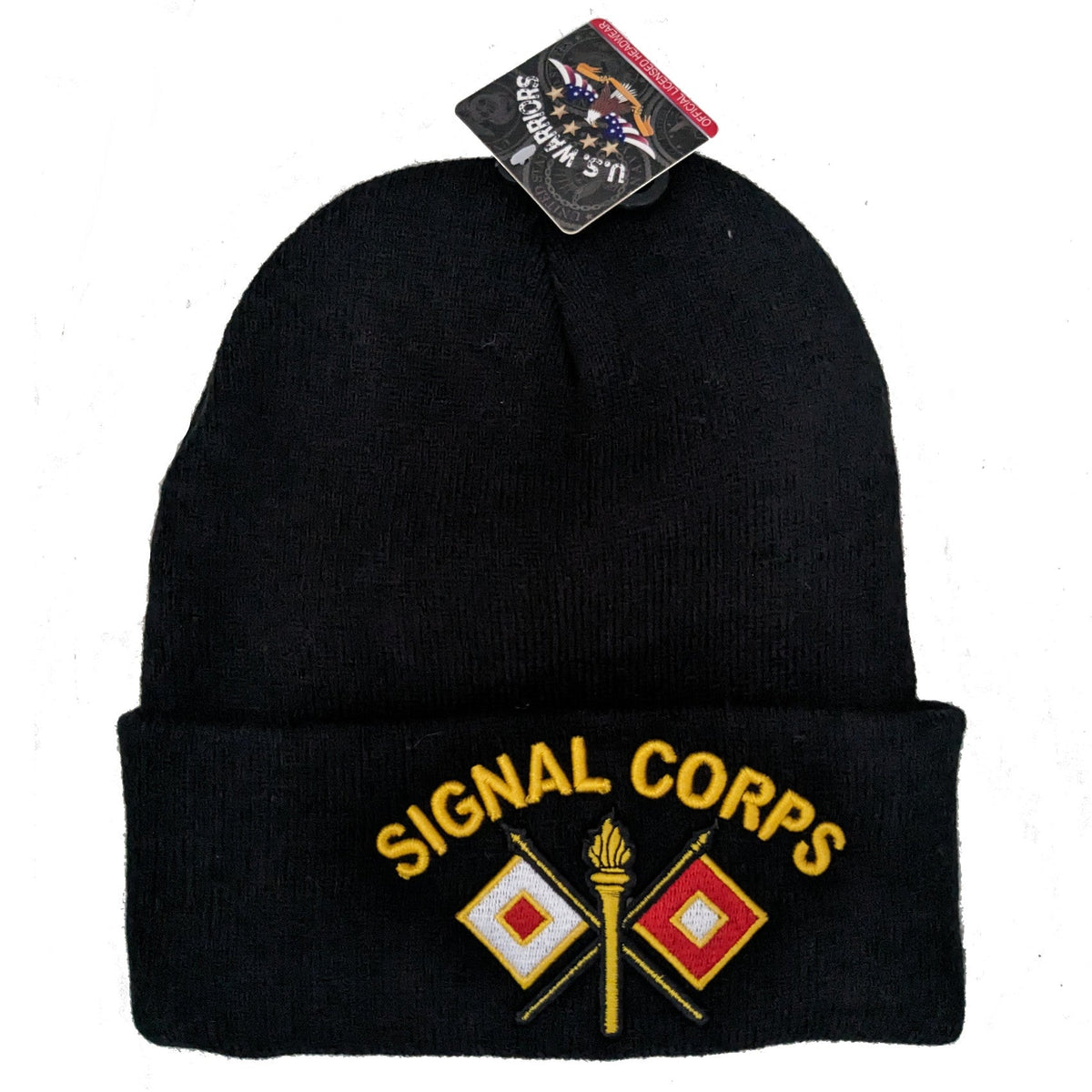US Military Signal Corps Black Skull Beanie Cap