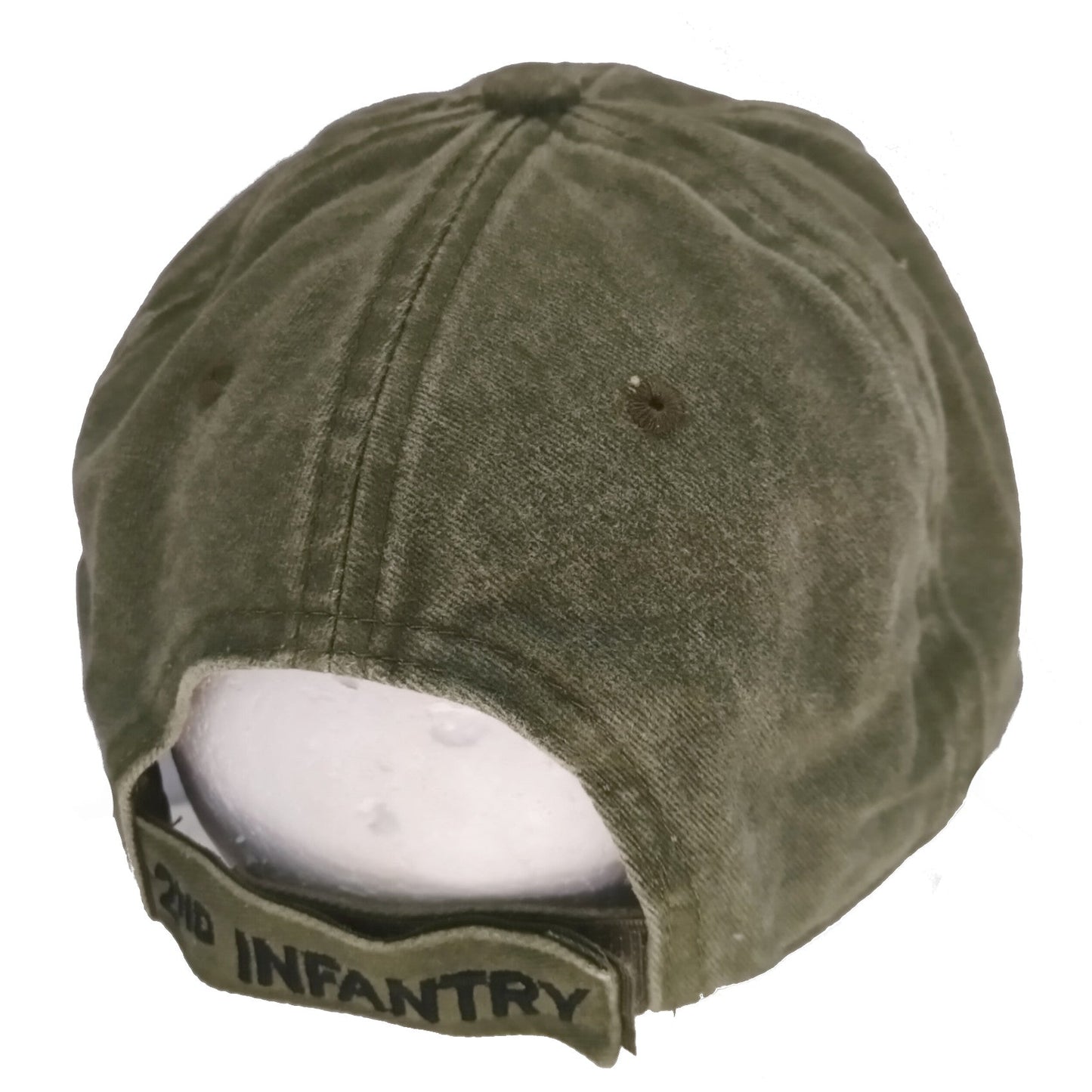 US Military 2nd Infantry Division Pigment Washed Olive Adjustable Baseball Hat Cap