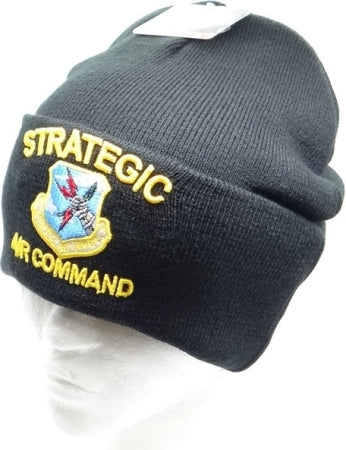 US Military Strategic Air Command Black Skull Beanie Cap