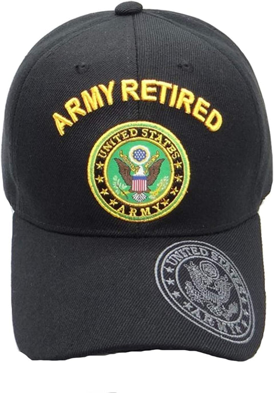 US Military Army Retired Black Baseball Cap