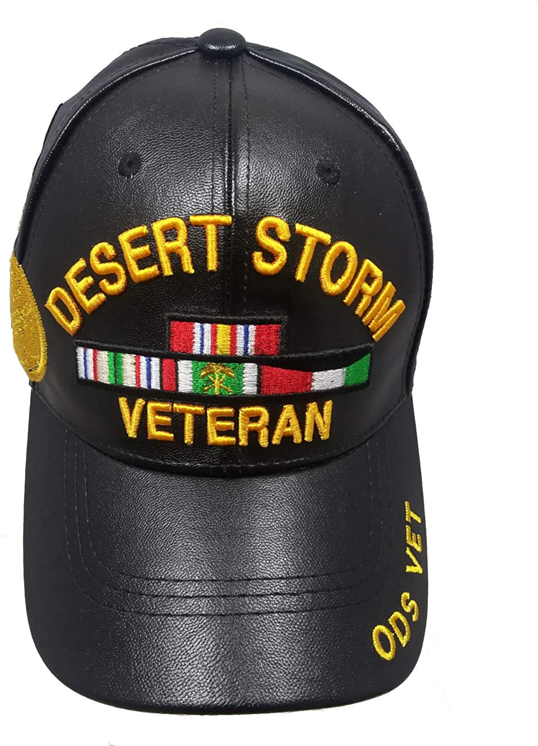US Military Desert Storm Veteran ODS Vet Brim PU (Plyurethane) Black Baseball Hat Cap
