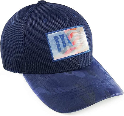US Flag Hologram Patch Baseball Hat Cap (Navy Blue)