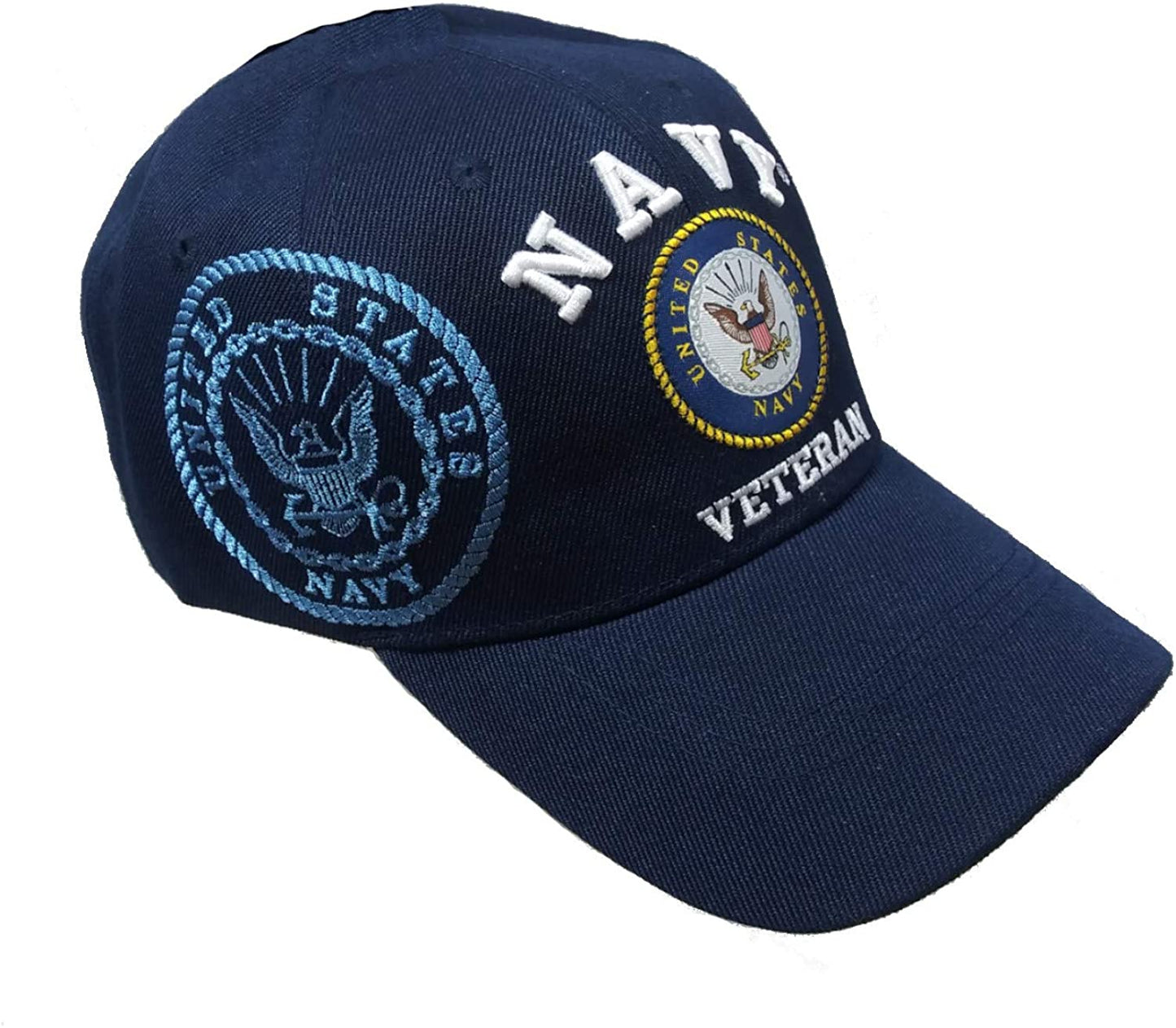 US Military Navy Veteran Blue Adjustable Baseball Hat Cap