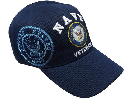 US Military Navy Veteran Blue Adjustable Baseball Hat Cap