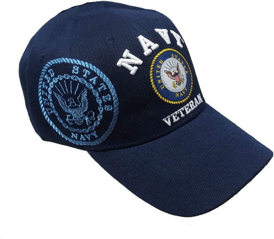 US Military Navy Veteran Blue Adjustable Baseball Hat Cap