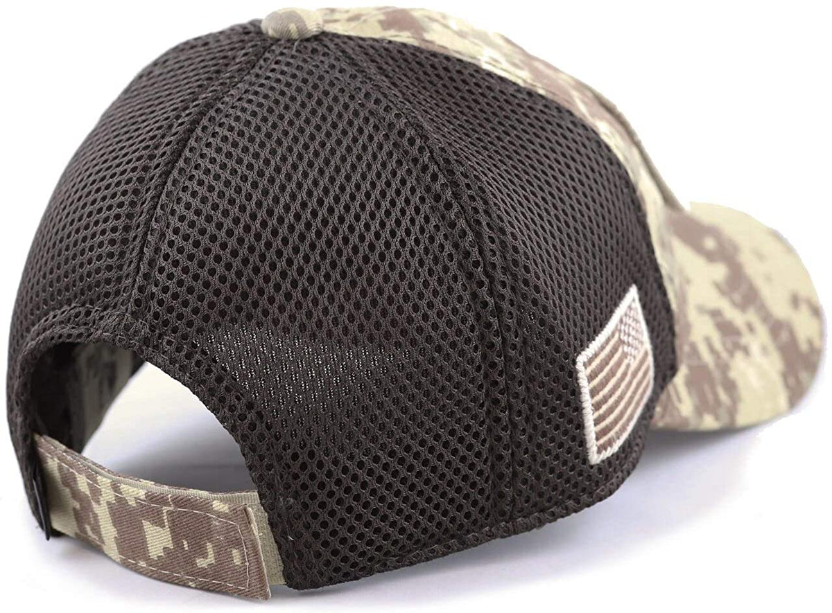 US Flag Detachable Patch Micro Soft Mesh Desert Digital Camouflage Baseball Cap