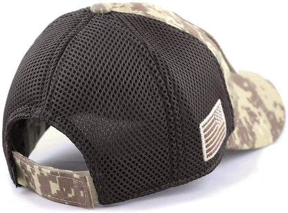 US Flag Detachable Patch Micro Soft Mesh Desert Digital Camouflage Baseball Cap