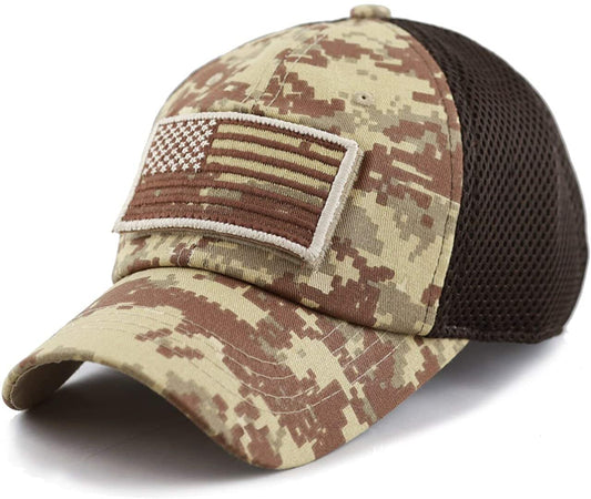 US Flag Detachable Patch Micro Soft Mesh Desert Digital Camouflage Baseball Cap