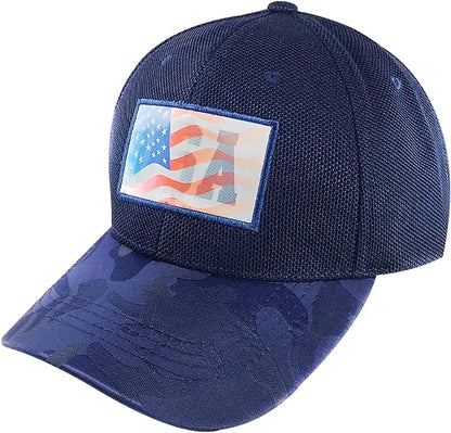 US Flag Hologram Patch Baseball Hat Cap (Navy Blue)