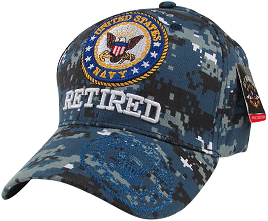 US Military Navy Retired Digital Blue Camouflage Adjustable Baseball Hat Cap