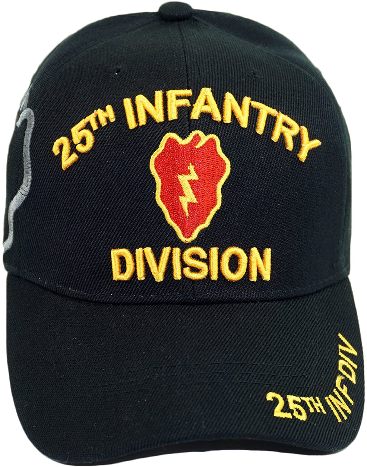 US Military 25th Infantry Division Black Adjustable Baseball Hat Cap