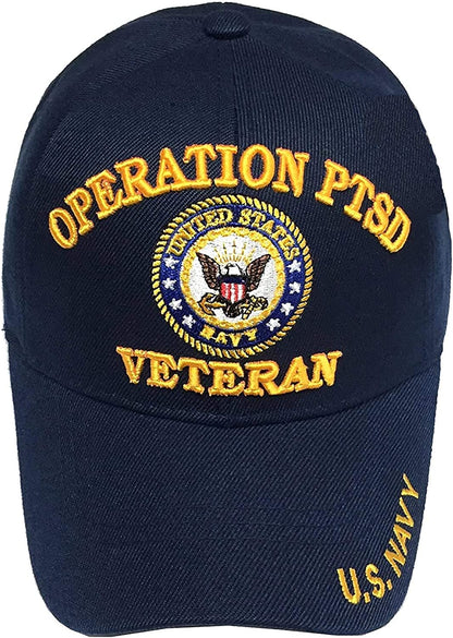 US Military Navy Operation PTSD Veteran Blue Baseball Hat Cap