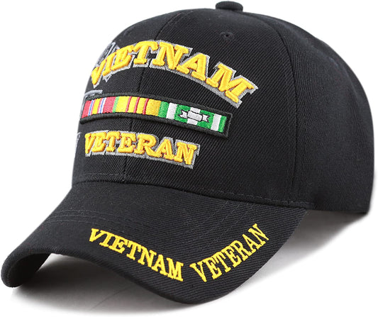 US Vietnam Veteran Ribbon Black Baseball Cap