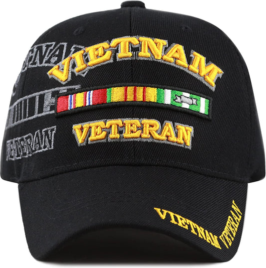 US Military Vietnam Veteran Ribbon Black Adjustable Baseball Hat Cap
