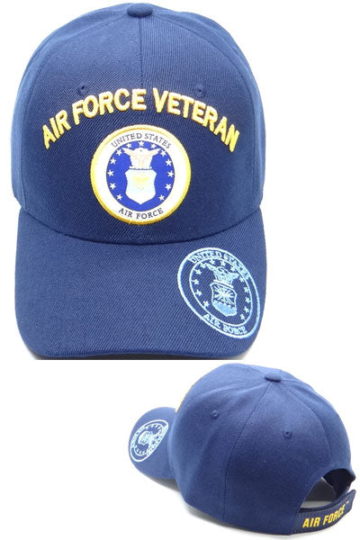 US Air Force Veteran Emblem Brim Blue Baseball Cap