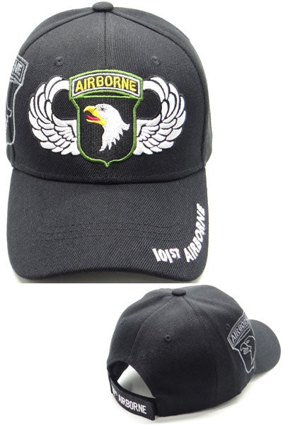 US Army 101st Airborne Screaming Eagle Wings Black Baseball Cap