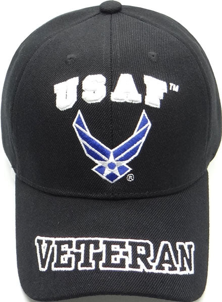US Air Force USAF Veteran Black Baseball Hat Cap