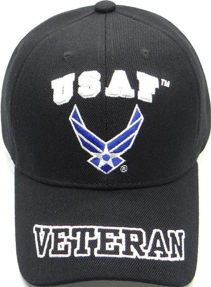 US Air Force USAF Veteran Black Baseball Hat Cap