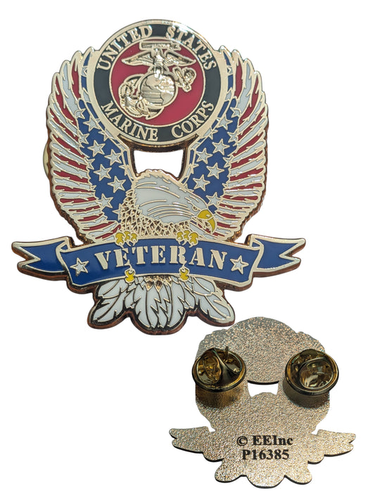 EagleEmblems P16385 PIN US Marine Corps Veteran Eagle (1-5/8")