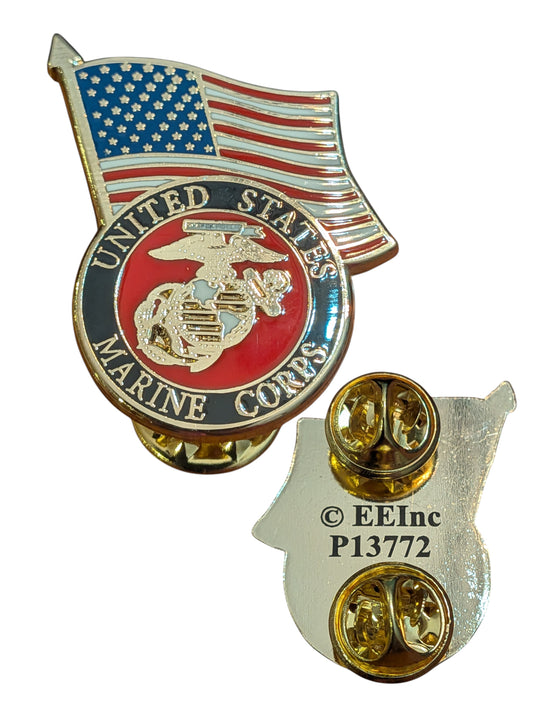 EagleEmblems P13722 PIN US Marine Corps Logo With USA Flag (1-1/4")