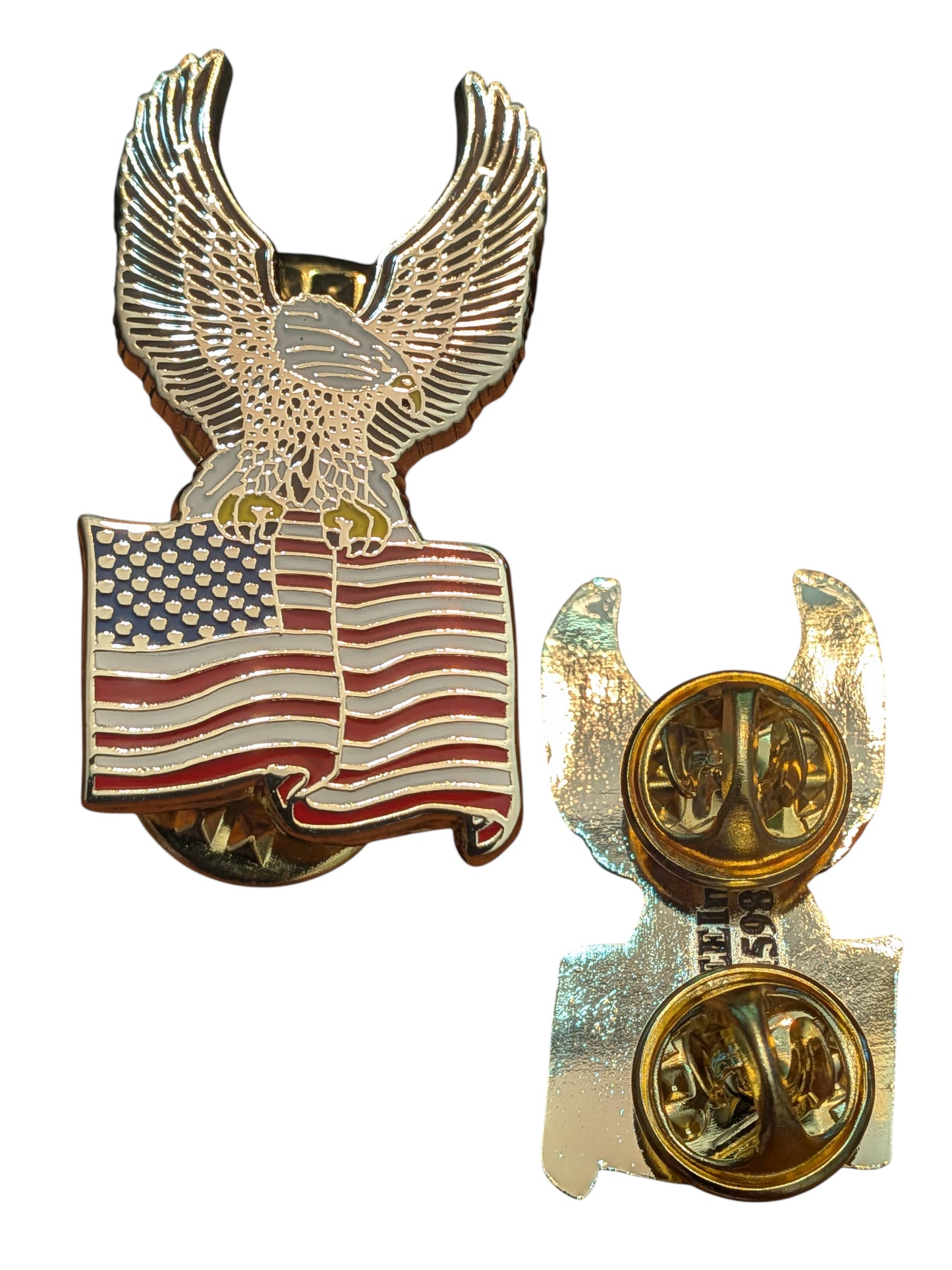 EagleEmblems P15982 PIN USA Flag Eagle On Top (1-1/4")