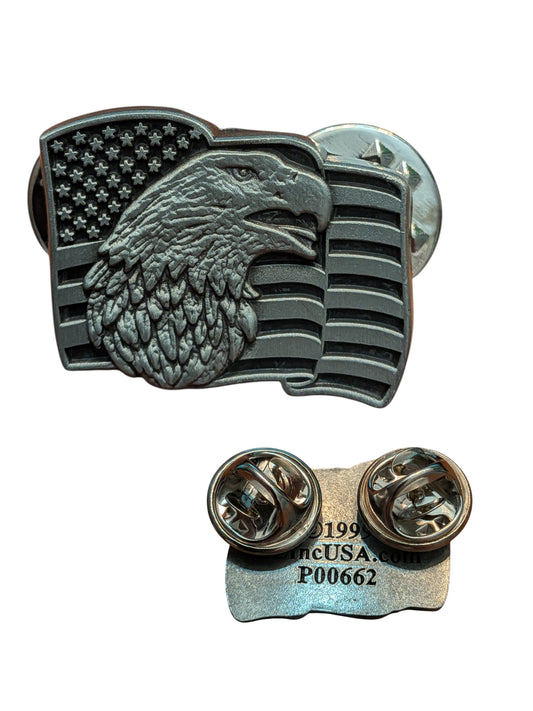 EagleEmblems P00662 PIN USA Flag Eagle PWT (15/16")