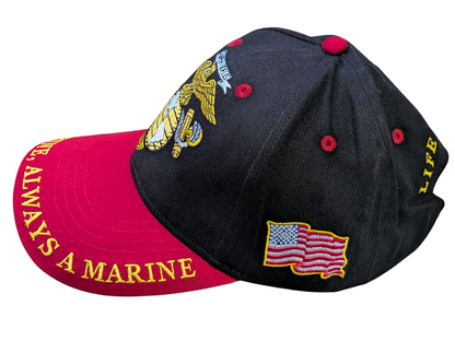 US Marine Corps Once A Marine Always A Marine Black/Red Baseball Cap