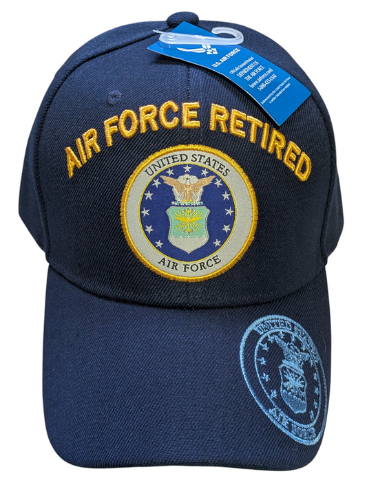 US Air Force Retired Emblem Brim Blue Baseball Cap