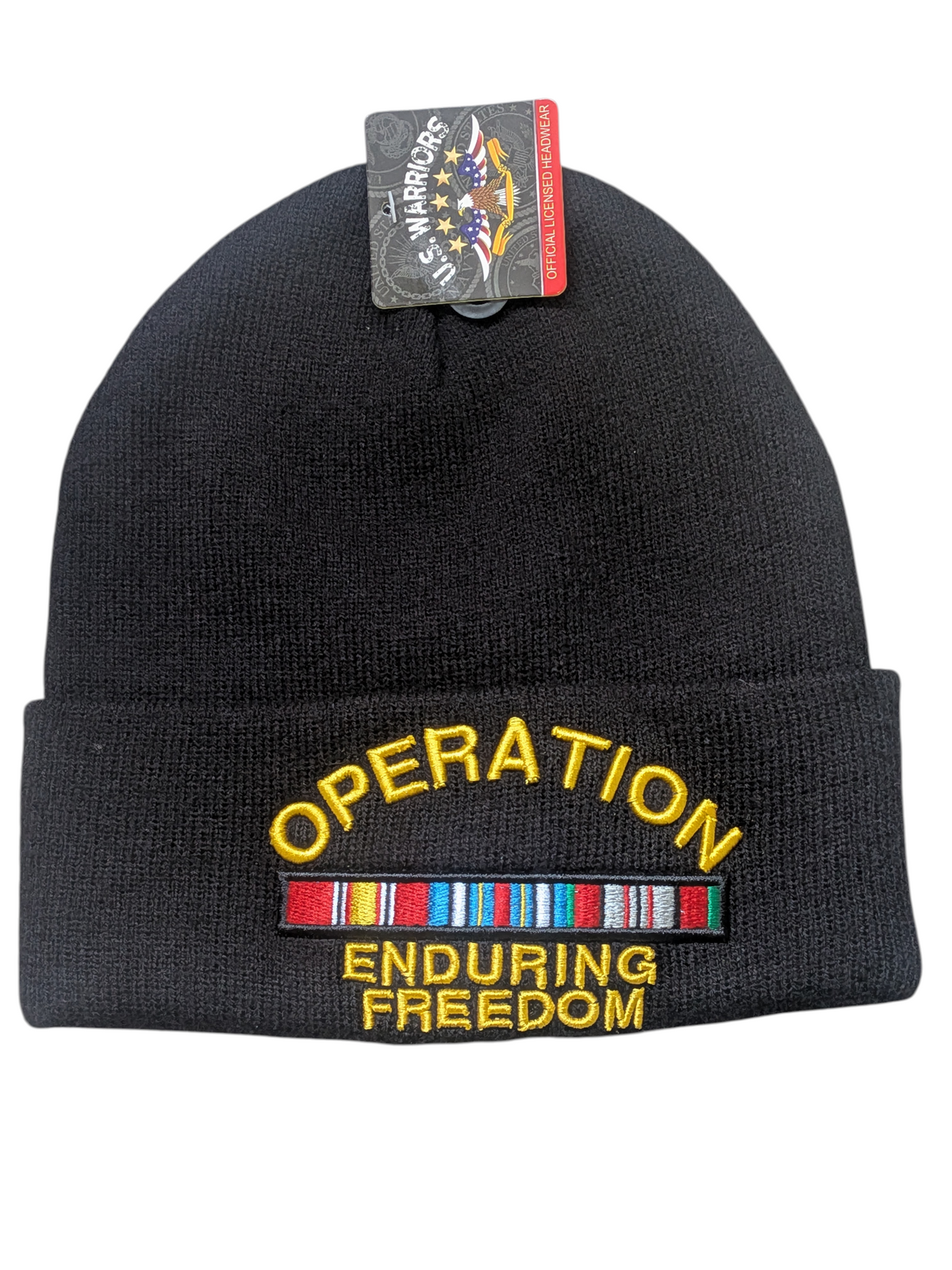 US Military Operation Enduring Freedom Black Skull Beanie Cap