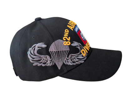 US Amry 82nd Airborne Division With Jump Wing Side Black Baseball Cap