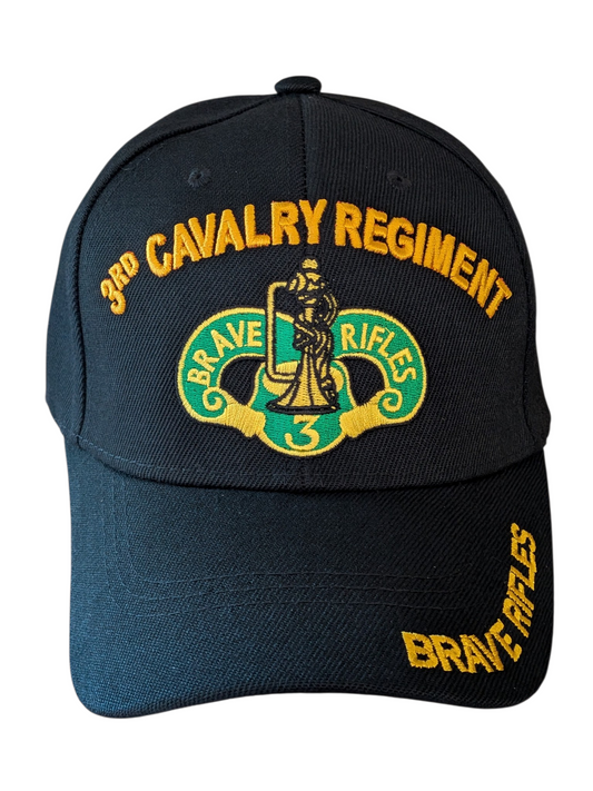 US Army 3rd Cavalry Regiment Brave Rifles Black Baseball Cap