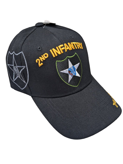 US Military 2nd Infantry Division Black Baseball Hat Cap
