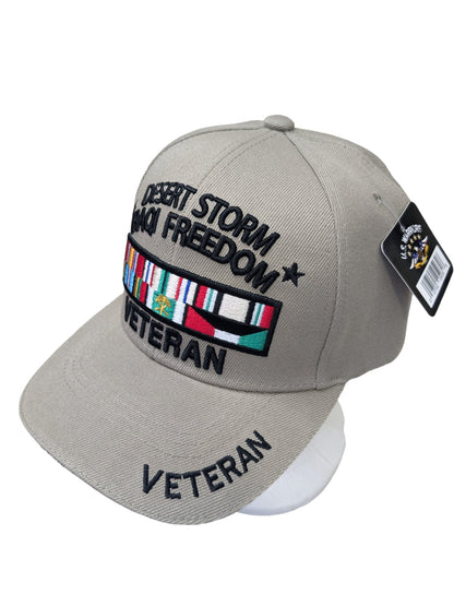 US Military Desert Storm Iraqi Freedom Veteran Khaki Adjustable Baseball Hat Cap