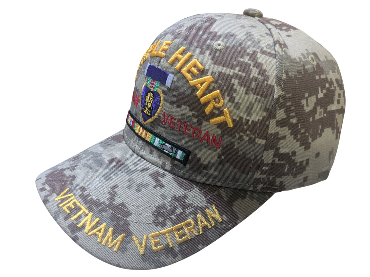 US Military Purple Heart Vietnam Veteran Desert Camouflage Baseball Hat Cap