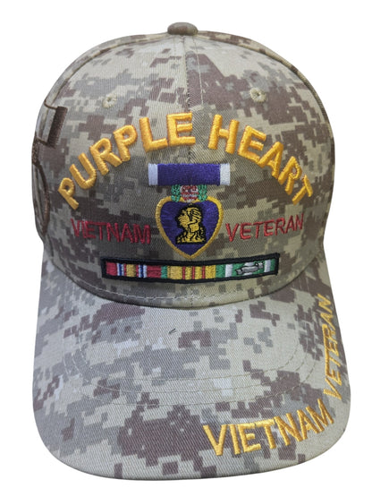 US Military Purple Heart Vietnam Veteran Desert Camouflage Baseball Hat Cap