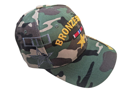 US Military Bronze Star Woodland Camouflage Baseball Hat Cap