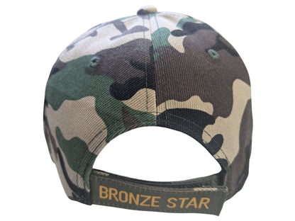 US Military Bronze Star Woodland Camouflage Baseball Hat Cap