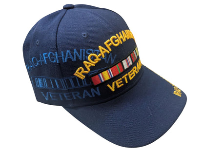 US Military Iraq-Afghanistan Veteran Blue Adjustable Baseball Hat Cap