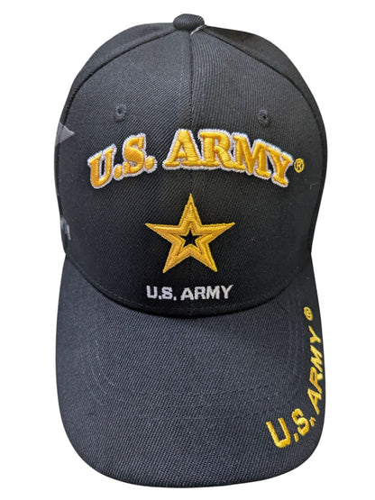 US Military Army Gold Star Shadow Style Black Baseball Cap