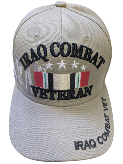 US Military Iraq Combat Veteran Khaki Baseball Hat Cap