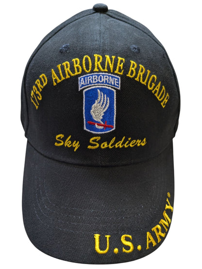 US Army 173rd Airborne Bridgade Sky Soldiers Black Baseball Cap