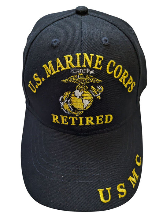 US Marine Corps Retired USMC Black Baseball Cap