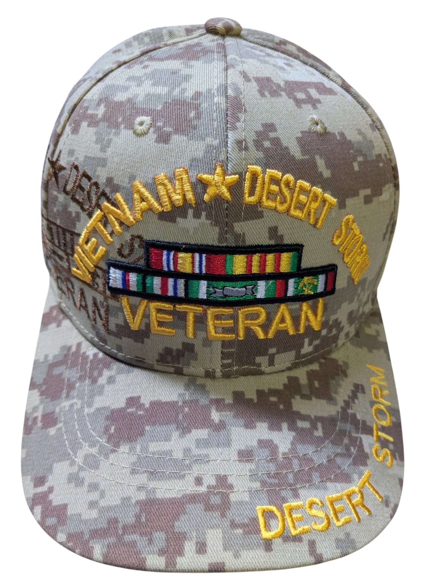 US Military Vietnam Desert Storm Veteran Ribbon Desert Camouflage Baseball Cap