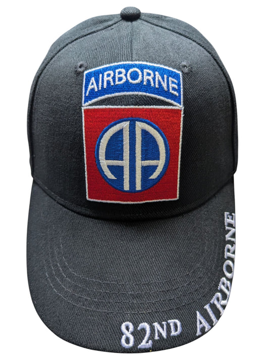 US Army 82nd Airborne Logo Black Baseball Cap