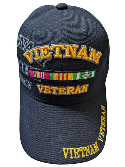 US Military Vietnam Veteran Ribbon Black Adjustable Baseball Hat Cap