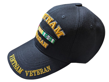 US Military Vietnam Veteran Ribbon Black Adjustable Baseball Hat Cap